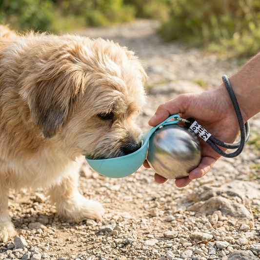 2-in-1 Dog Travel Water Bottle – Leakproof Stainless Steel Bottle with Silicone Bowl